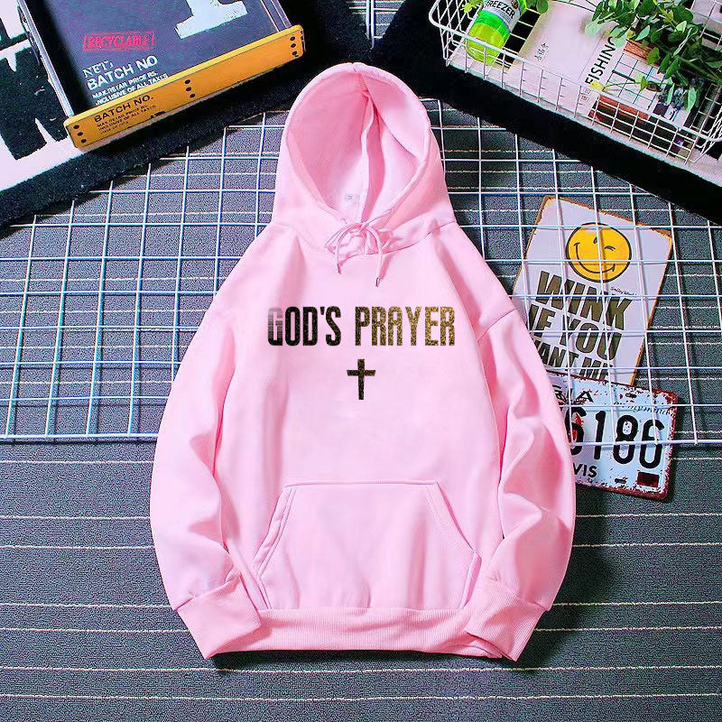 Damehoodie med unik lettering og krydsdesign Skovae