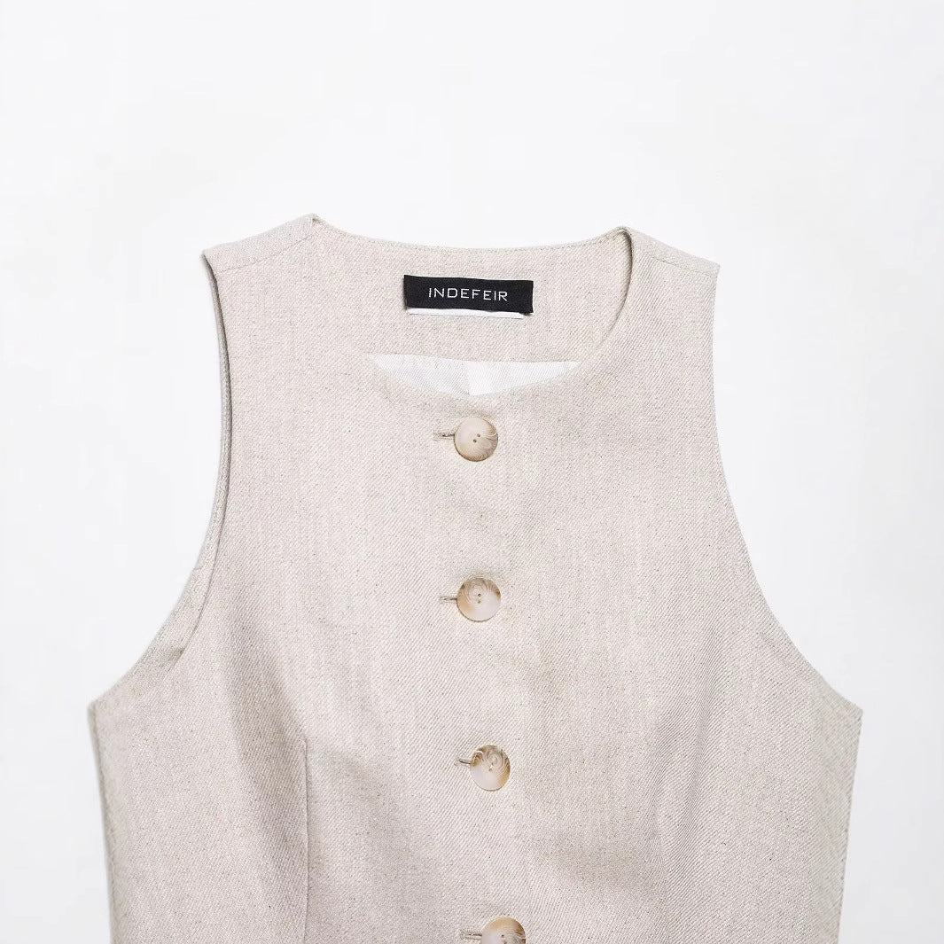 Dame Taljeret Button-Up Crop-Veste Stilla