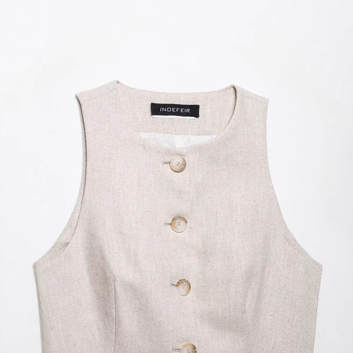 Dame Taljeret Button-Up Crop-Veste Stilla