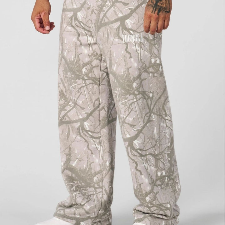 Herren nan bredde camouflagesweatpants med elastisk komfortbund og lår-logo Skovae