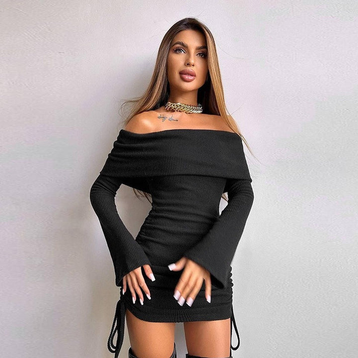 Dame Off-Shoulder top med rynker og snøre detaljer Skovae