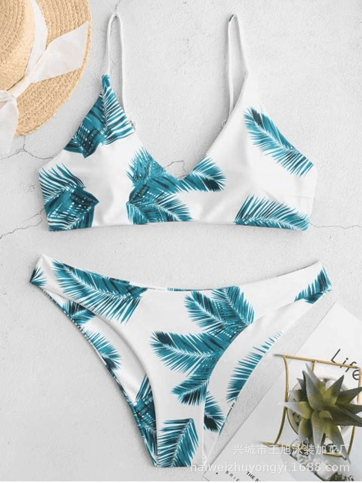 Dame Bikini-sæt med trendy palme-print og komfortabel snit Stilla