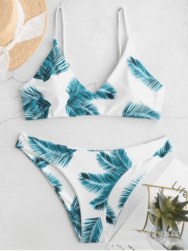 Dame Bikini-sæt med trendy palme-print og komfortabel snit Stilla