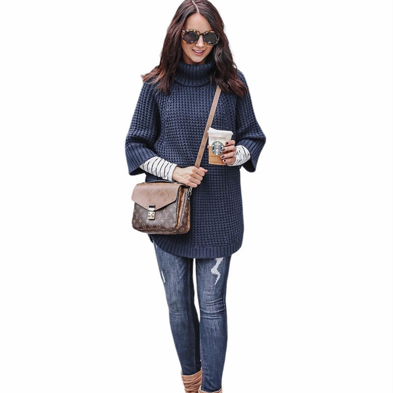 Dame Cozy Strik-Turtleneck Kjole Stilla