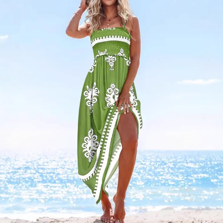 Dame Boho Maxi Kjole med justerbare stropper Stilla