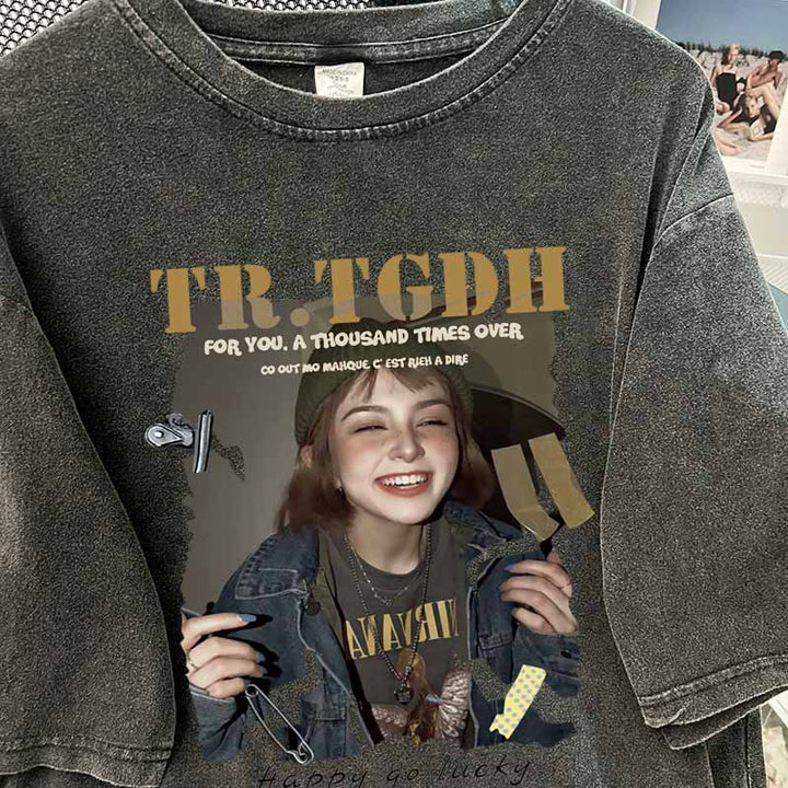 Dame T-shirt med kreativt urban print Stilla