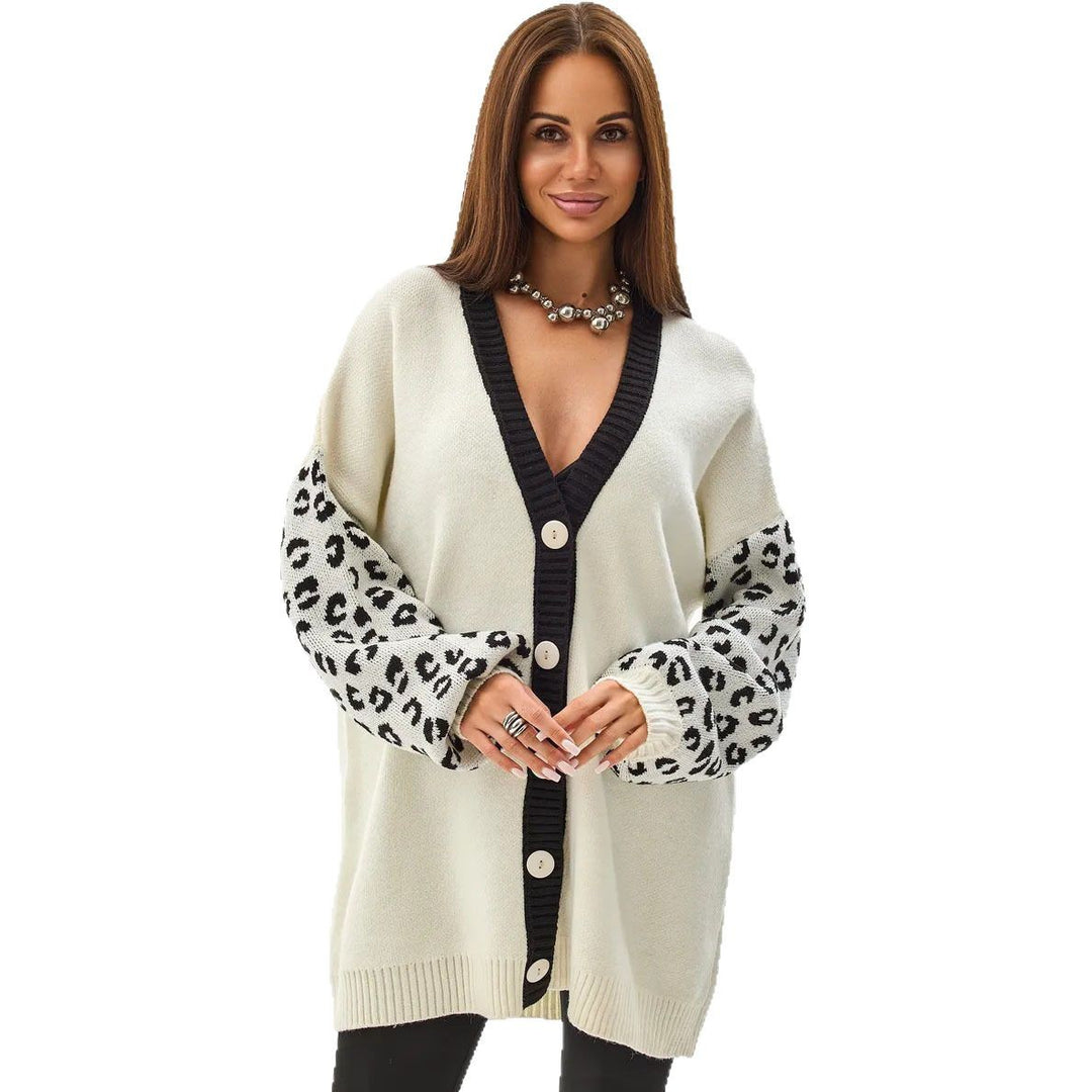 Damer ekstra-lang cardigan med dyreprint og knapdetaljer Stilla
