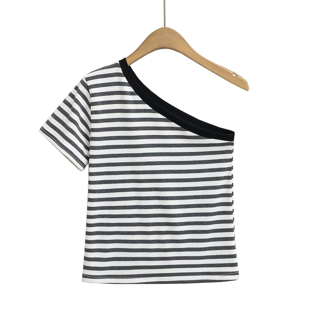 Dame asymmetrisk stribetop Stilla