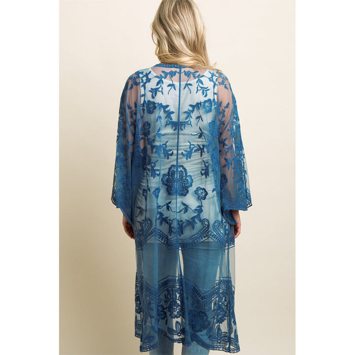 Dame luftig Crochet-Kimono med blomsterdetaljer Stilla