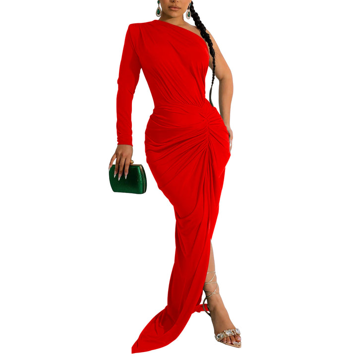 Dame elegant vikdress med asymmetrisk snit og glat drapering Stilla
