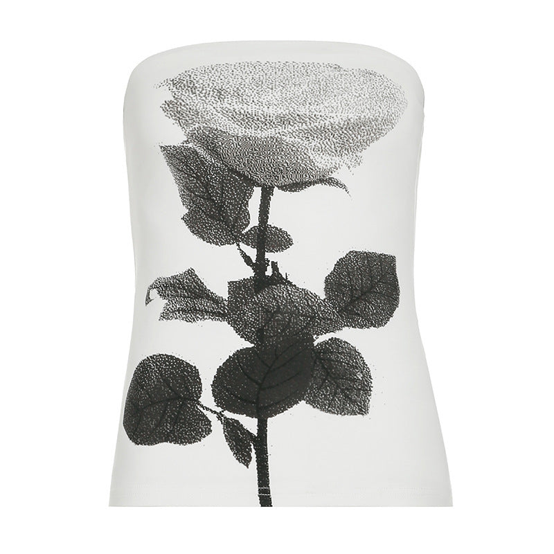 Dame Bandeau-overdel med blomsterprint og figursygtende snit Stilla