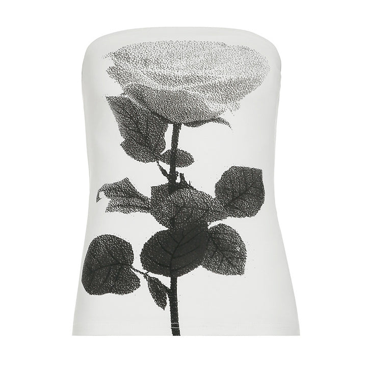 Dame Bandeau-overdel med blomsterprint og figursygtende snit Stilla