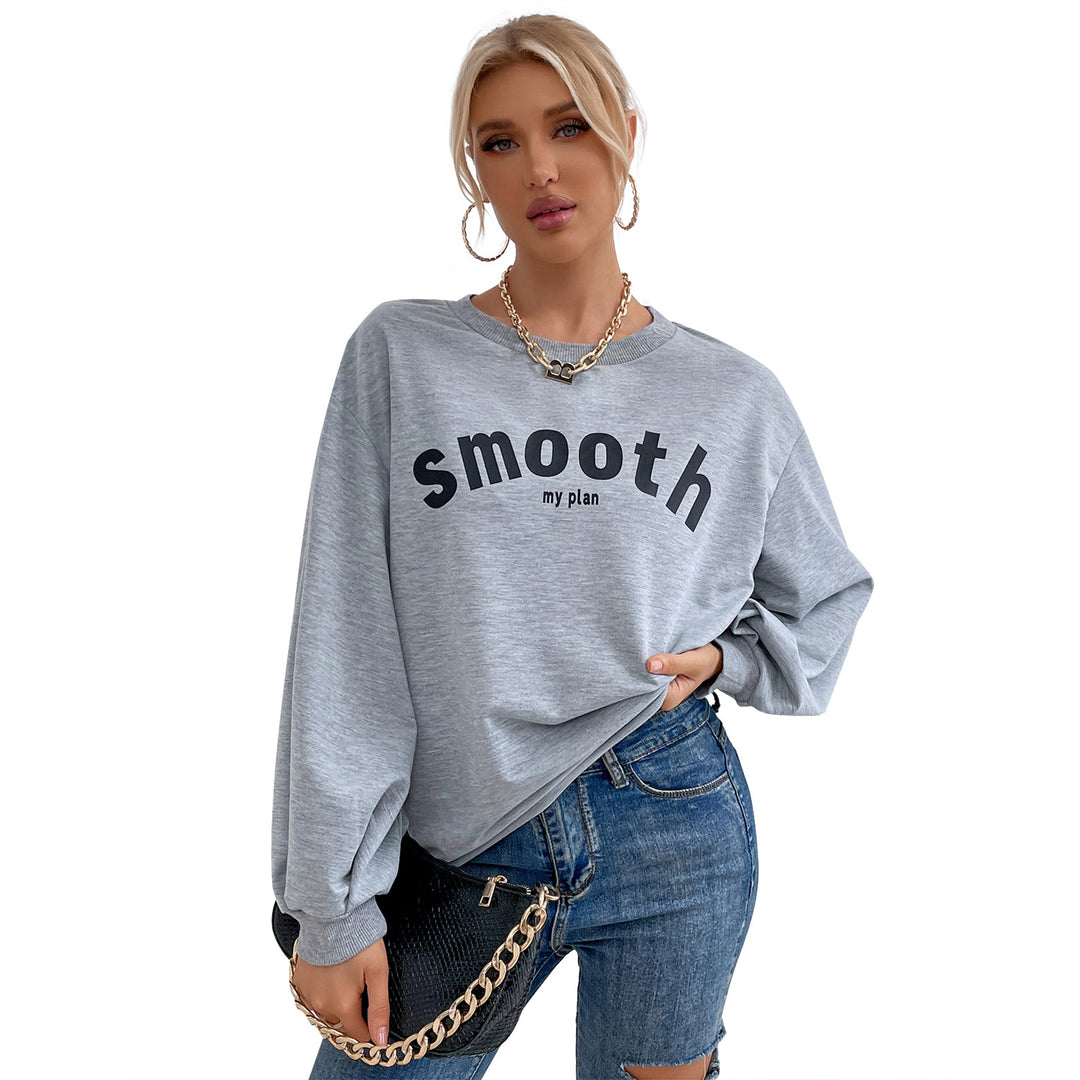 Kvinders afslappede sweatshirt med raffinerede puffærmer og kreativ bogstavsdesign Stilla