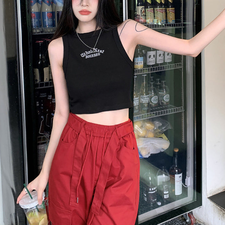 Kvindernes Crop Top med Høj Krave og Subtilt Logo Skovae