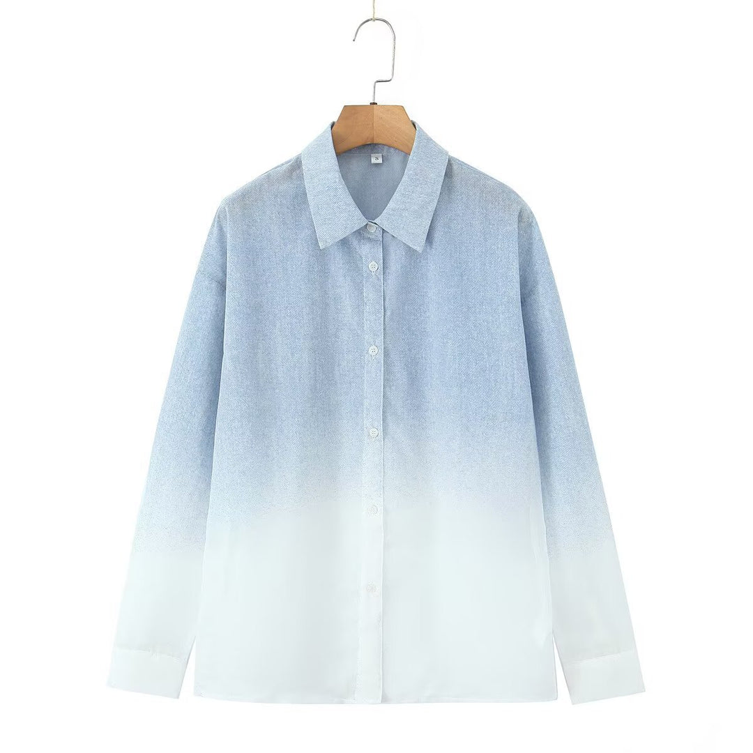 Dame Elegant Bluse med Lys Gradient Stilla