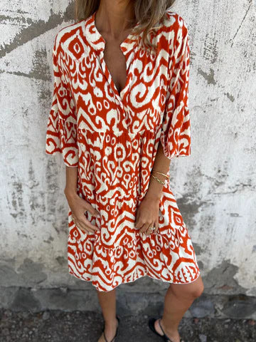 Damer Ikat-Print Tunika Kjole Stilla