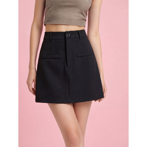 Damen Modischer Minirock mit eleganter Schnittführung und praktischen Taschen Skovae