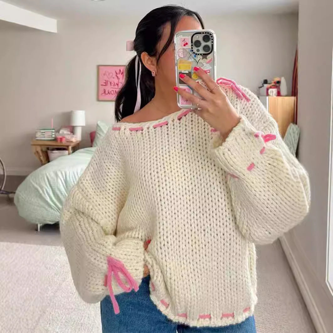 Dame løs siddende sweater med sofistikerede snorelukning detaljer Stilla
