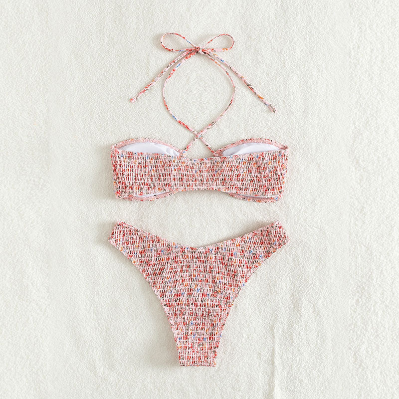 Dame Bandeau-bikini med fletdesign og justerbare stropper Skovae