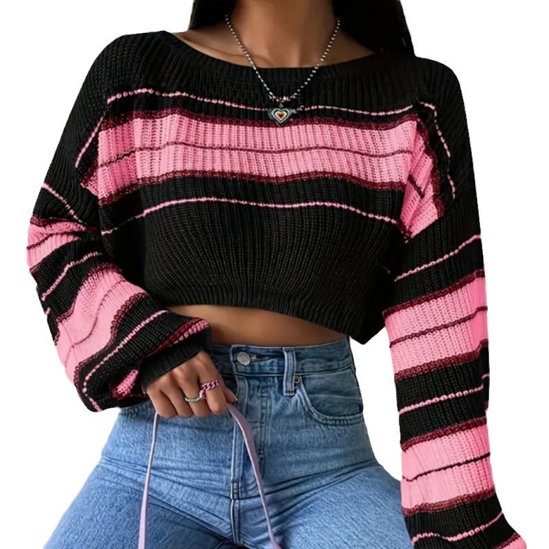 Femme stribet Crop-Top-Pullover Stilla