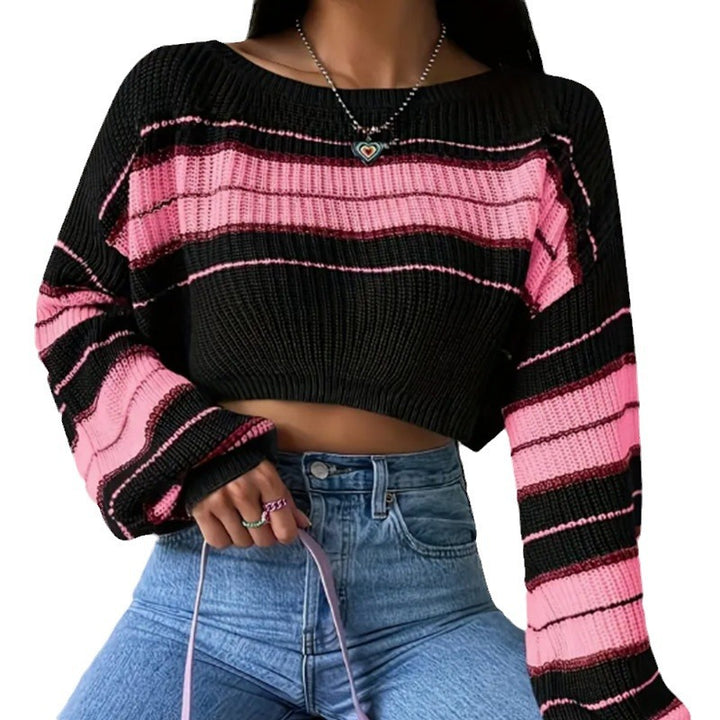 Femme stribet Crop-Top-Pullover Stilla