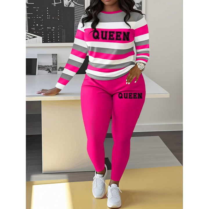 Femme Cozy Stribet Loungewear-Sæt Stilla