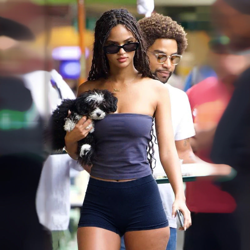 Damen Bandeau-Badeanzug mit Shorts Skovae