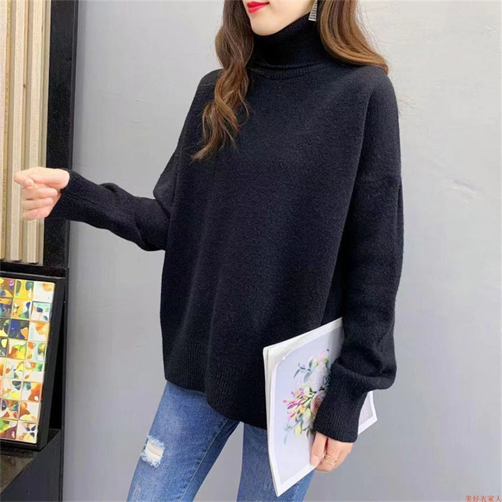 Kvinders chunky striktrøje med høj krave og oversized fit Stilla