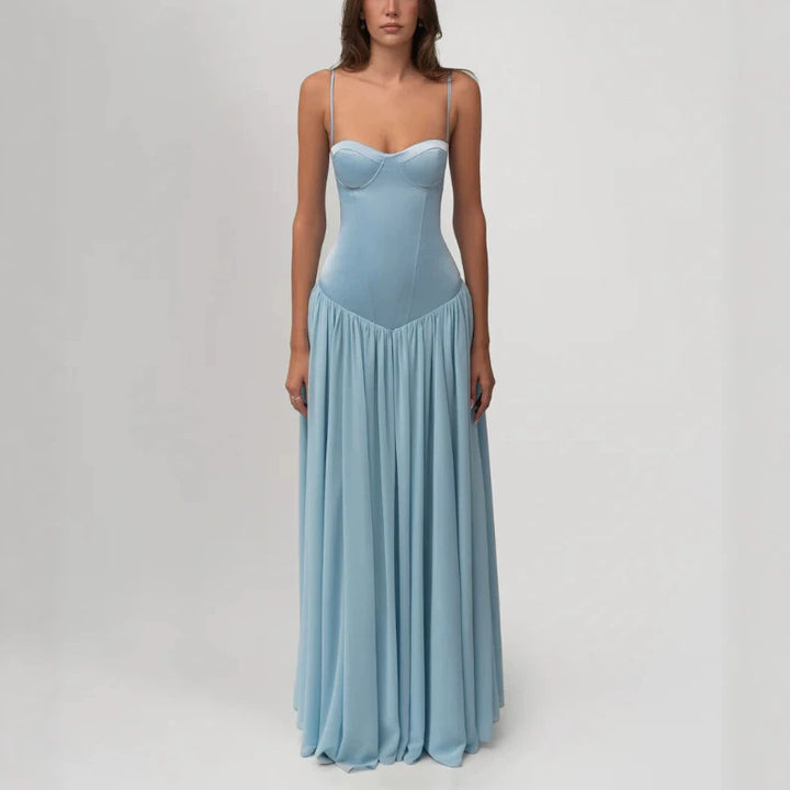 Dame nan modellerende bustier aftenkjole med forformet midsekonstruktion og vidt faldende chiffon talerkjole Skovae