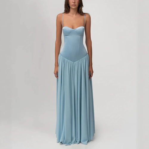 Dame nan modellerende bustier aftenkjole med forformet midsekonstruktion og vidt faldende chiffon talerkjole Skovae
