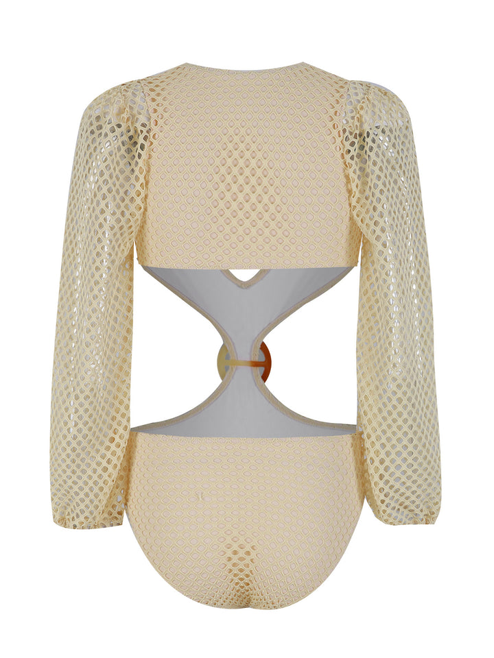 Damens badedragtaske med elegant netlook og fashionable taljebælte Stilla