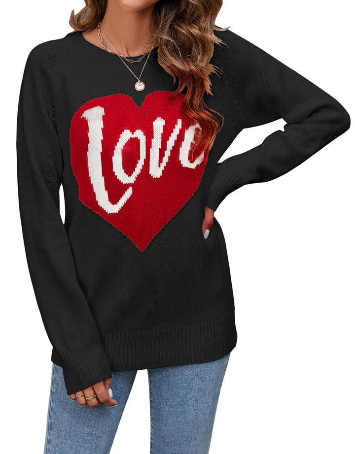 Kvinders strikkede sweater med hjerte-design Stilla