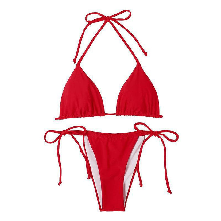 Dame Triangel-Bikini med justerbare bindebånd og sømløst design Skovae