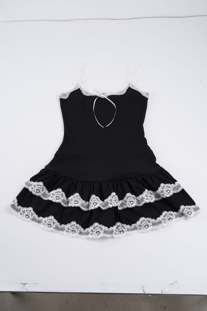 Damer Legende Babydoll-kjole med blondekant og justerbare stropper Skovae