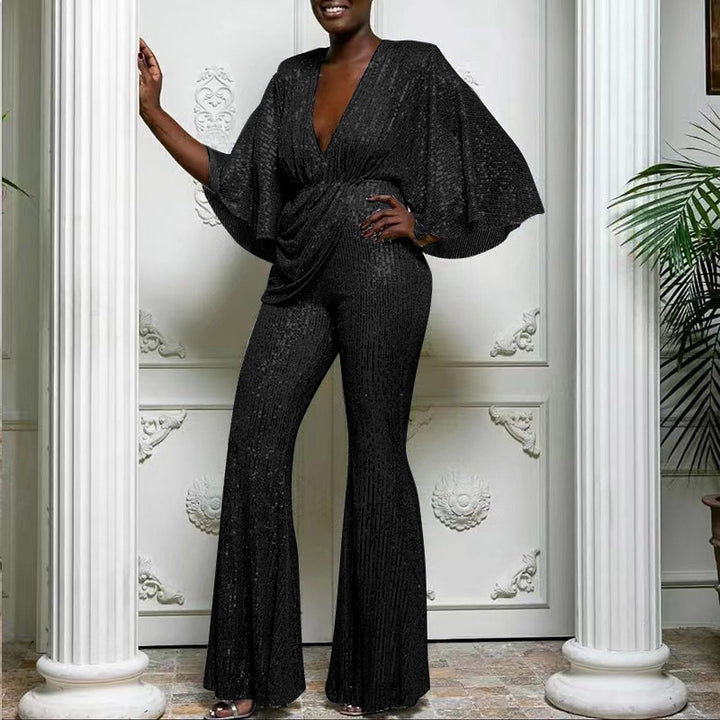 Dame Glamourøs Jumpsuit med vinger og paljetter Stilla
