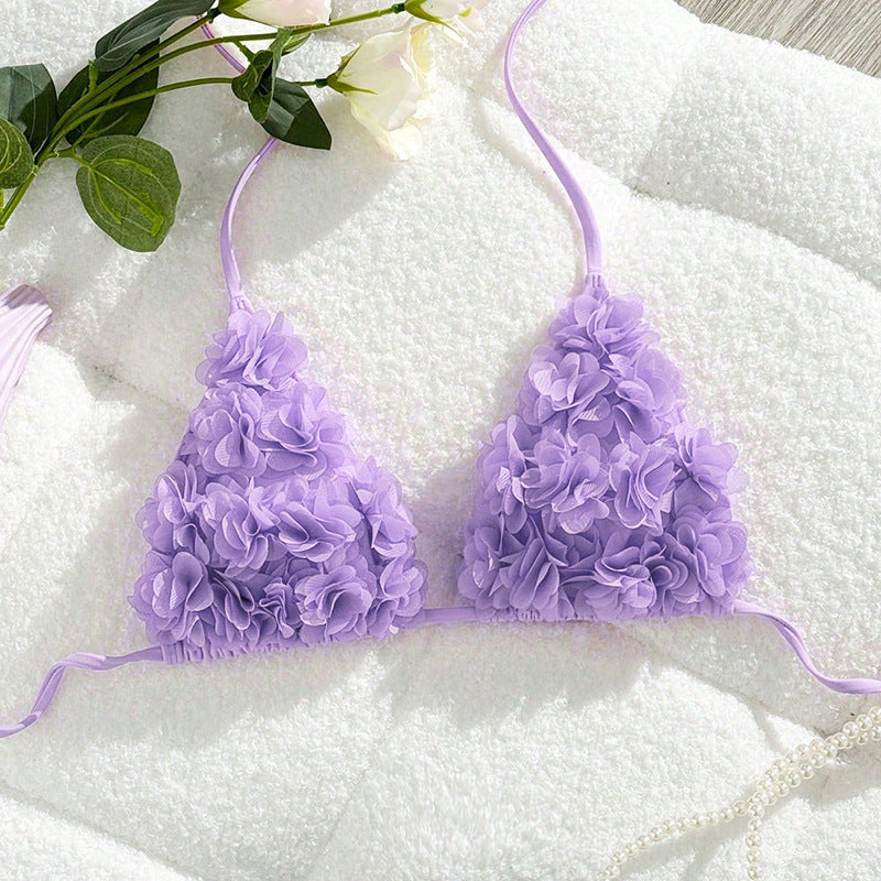 Dame Triangle-Bikini med blomster 3D-design Skovae