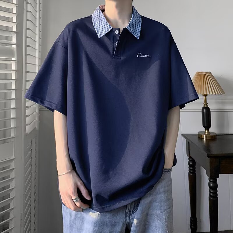 Herrer Polo-Shirt med kontrastfarvet krave og afslappet snit Stilla