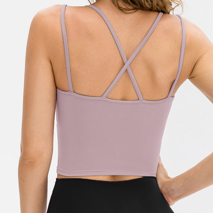 Stilla | Cross Back Yoga Top Tight Hurtigttørrende Træningsbluse Med Brystpude Til Kvinder