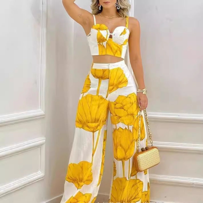 Dame To-delt Sæt med blomster motiv og elegant snit Stilla