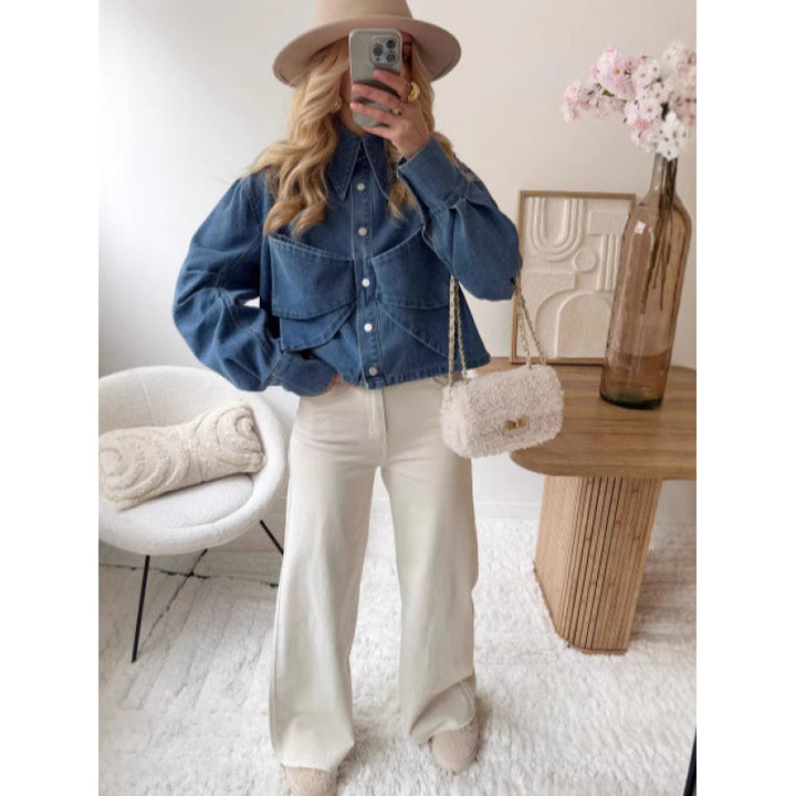 Dame mode cropped Jeansjakke Stilla