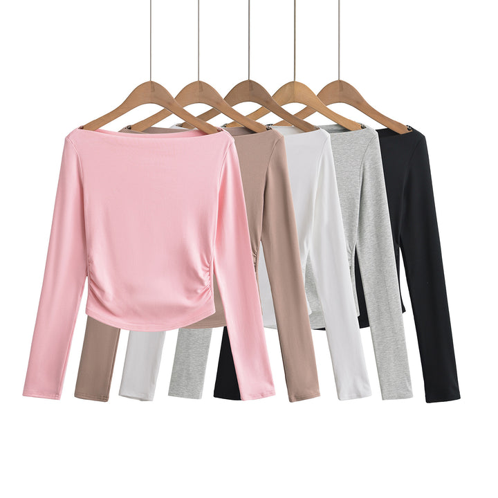 Dame elegant langærmet shirt med flæse detaljer Stilla