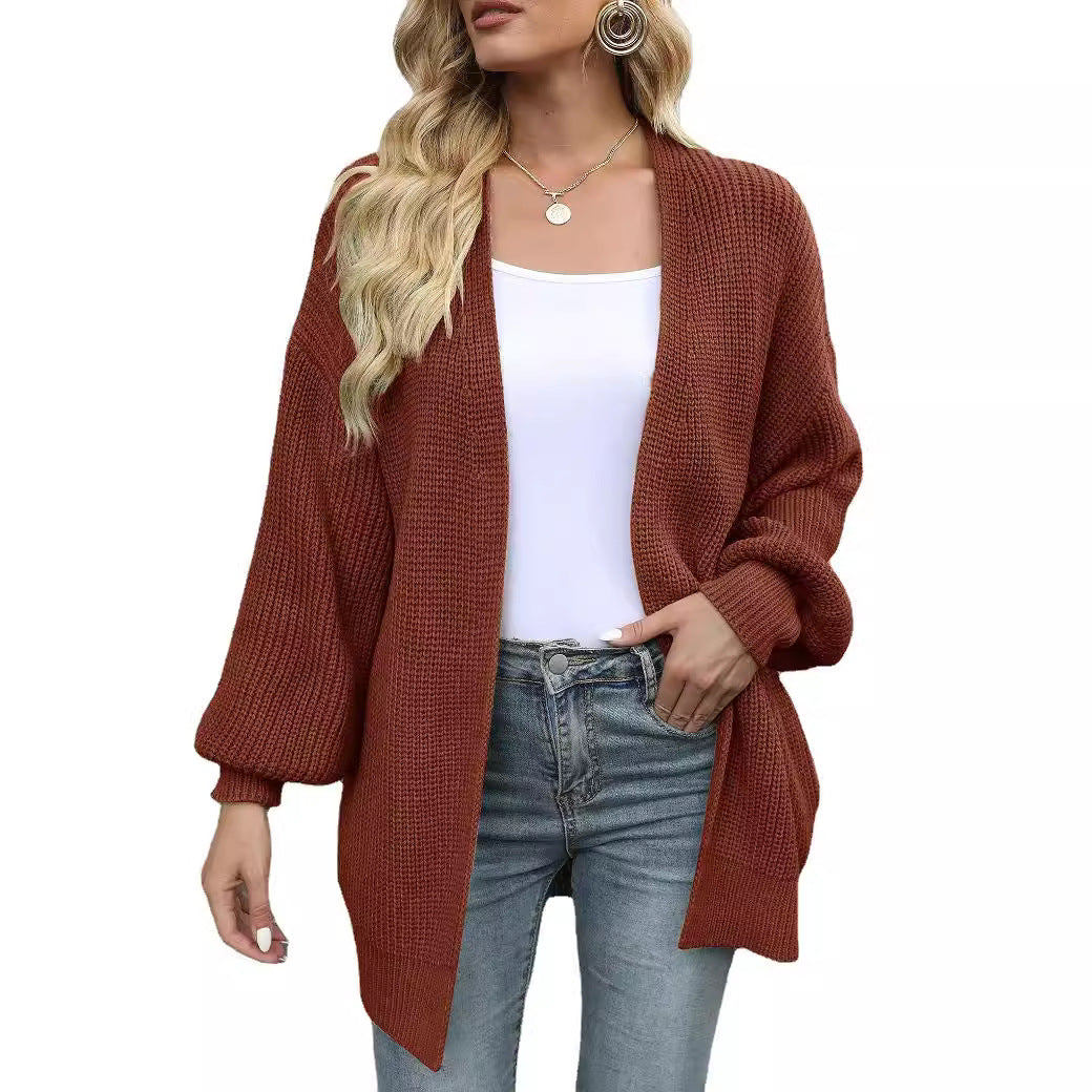 Kvinders chunky strikket cardigan med en afslappet pasform og sænkede skuldre Stilla