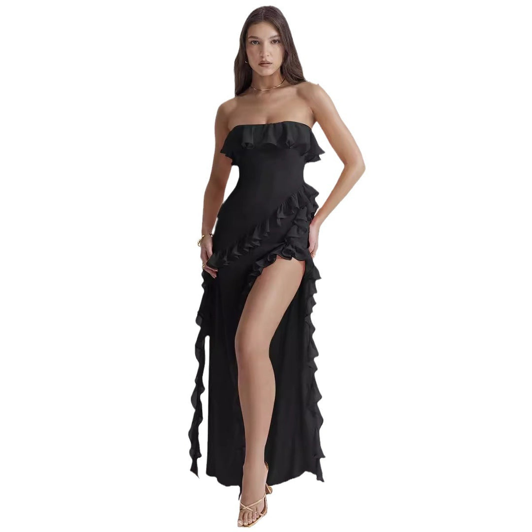 Kvinders Off-Shoulder Maxi Kjole med Volanger og Slids Stilla