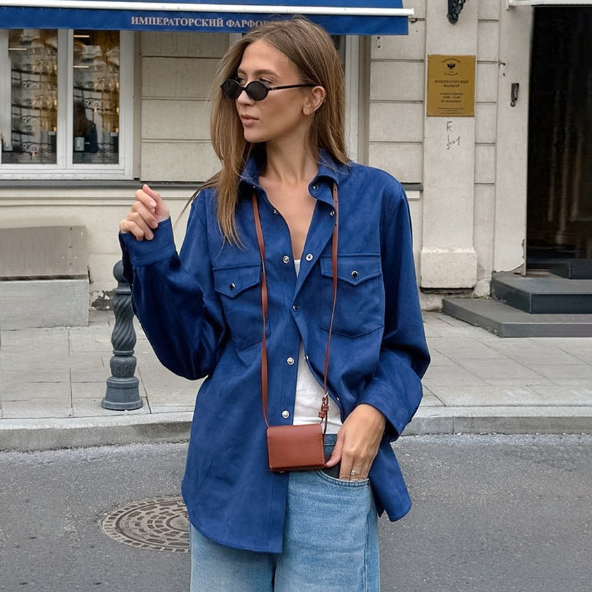 Damer Casual Overshirt med påsyede lommer og elegant snit Stilla