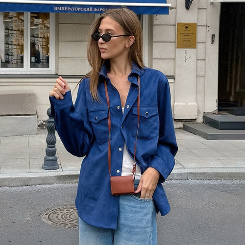 Damer Casual Overshirt med påsyede lommer og elegant snit Stilla