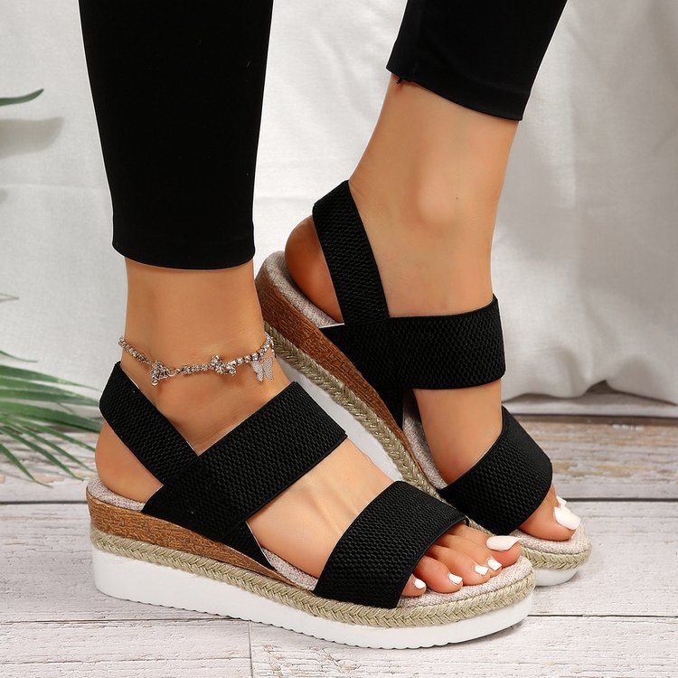 Dame Wedge-sandaler med polstret sål og elastiske remme Stilla