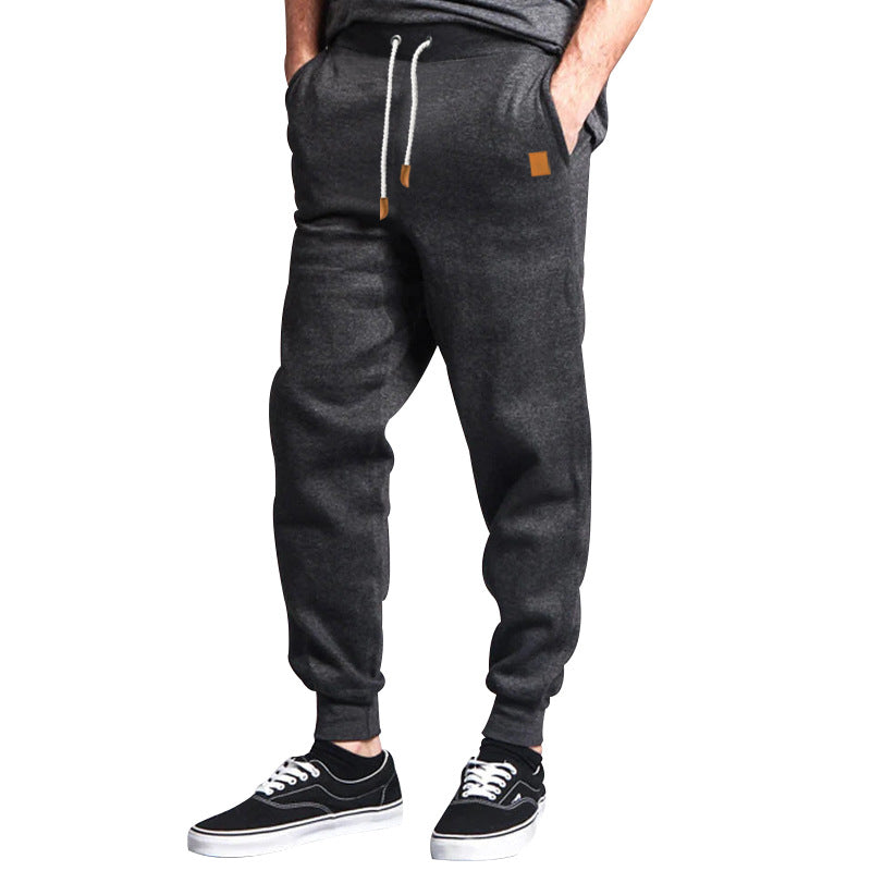 Herre nan Relax-bukser lavet af tung sweatshirt med snor og ribbet ankelafslutning Skovae