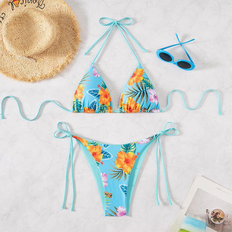Damer bikini sæt med blomster mønster og justerbare stropper Skovae