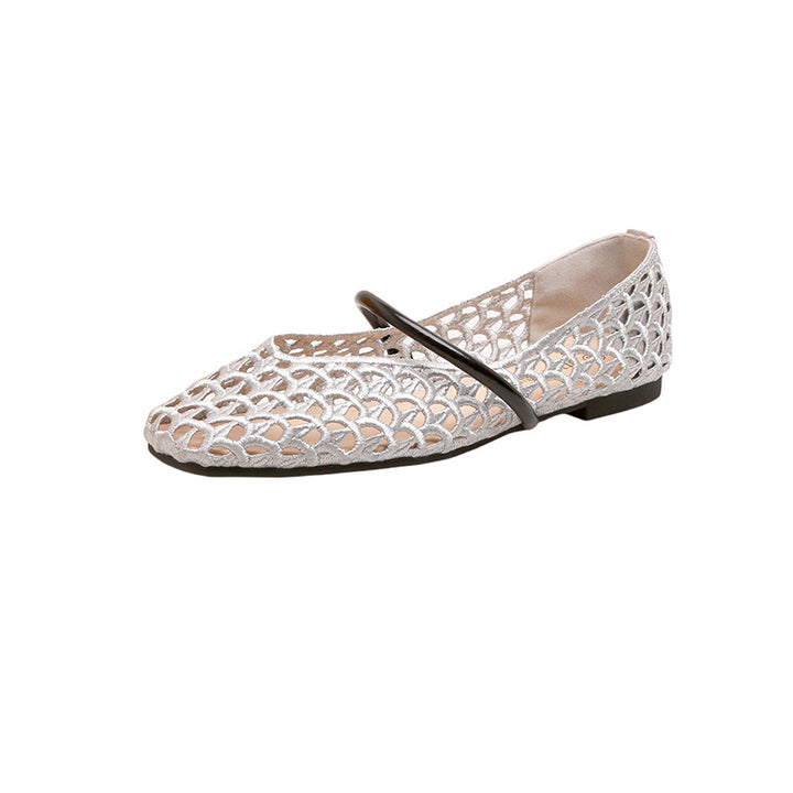 Dame elegante Ballerinas med moderne netdesign og stilfuld rem Stilla
