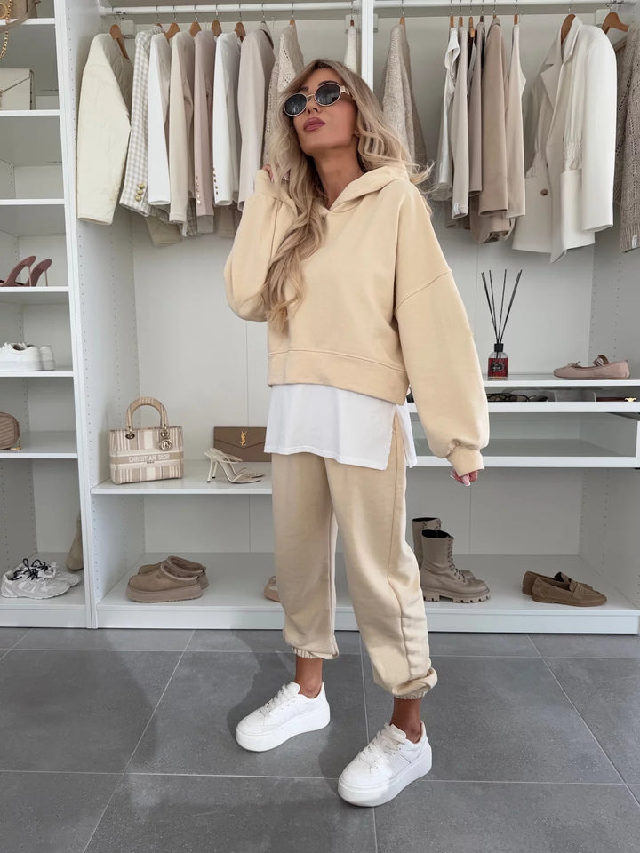 Dame afslappet sweater-sæt med oversized hoodie og behagelige joggingbukser Stilla